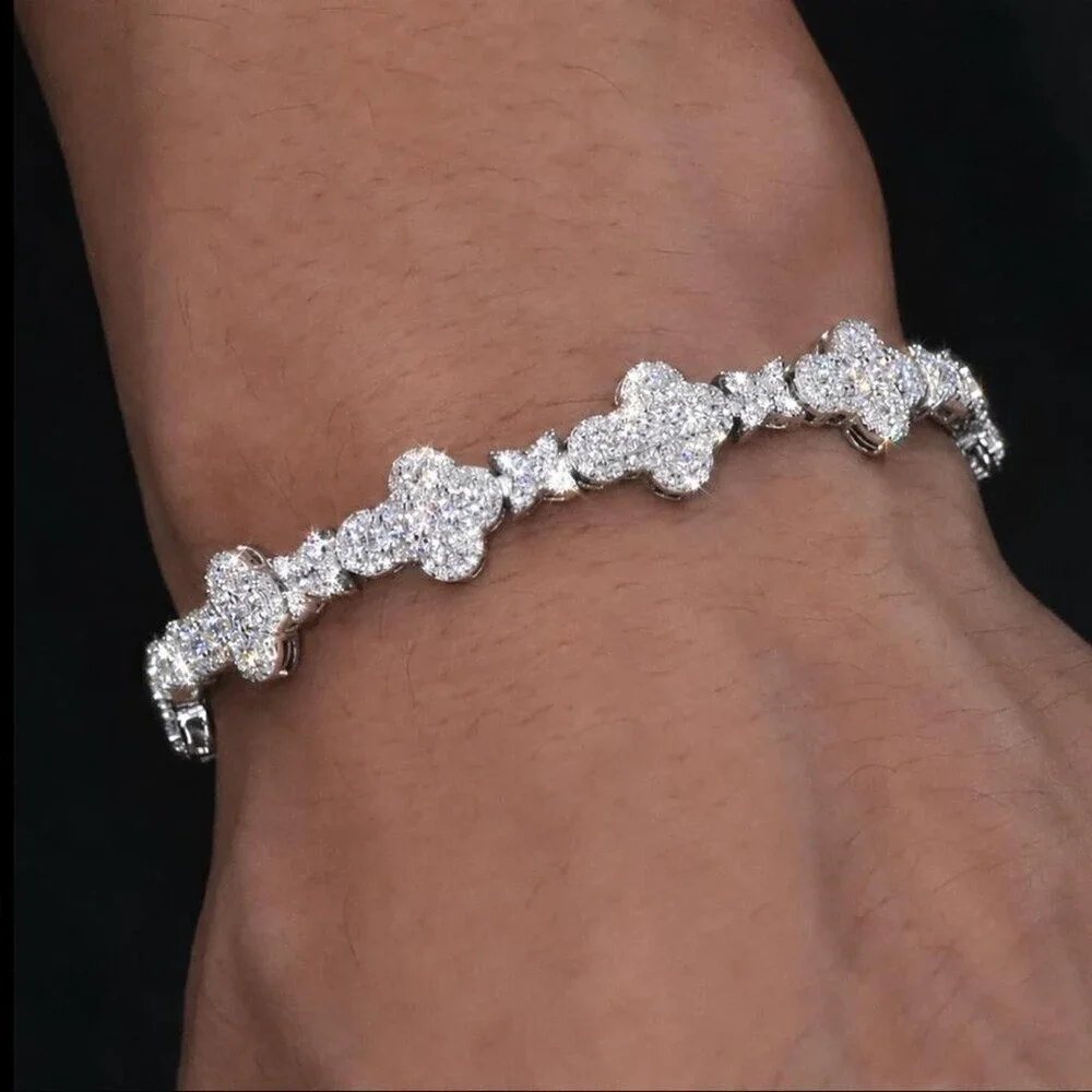 Iced Out Cross Link Bracelet 8inch
